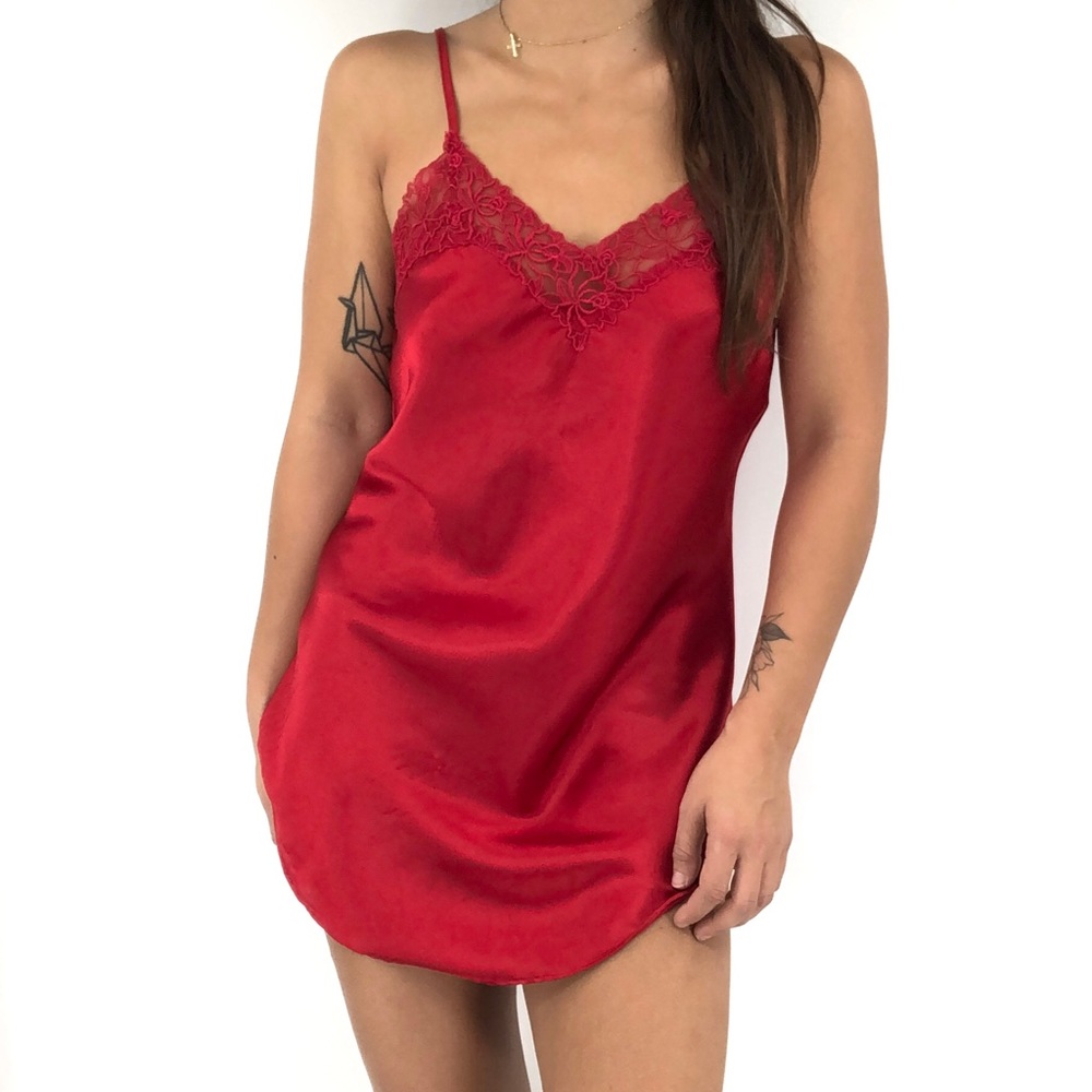 Vintage Victoria's Secret Red Lace Slip Dress